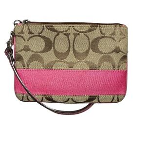 Authentic Coach Pink/Brown Wristlet Great Used Condition